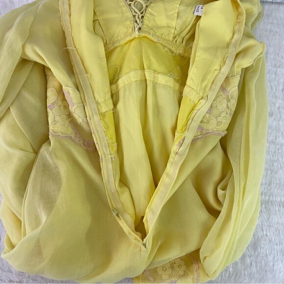 Vintage 1970s Pastel Yellow Maxi Dress - Picture 15 of 15